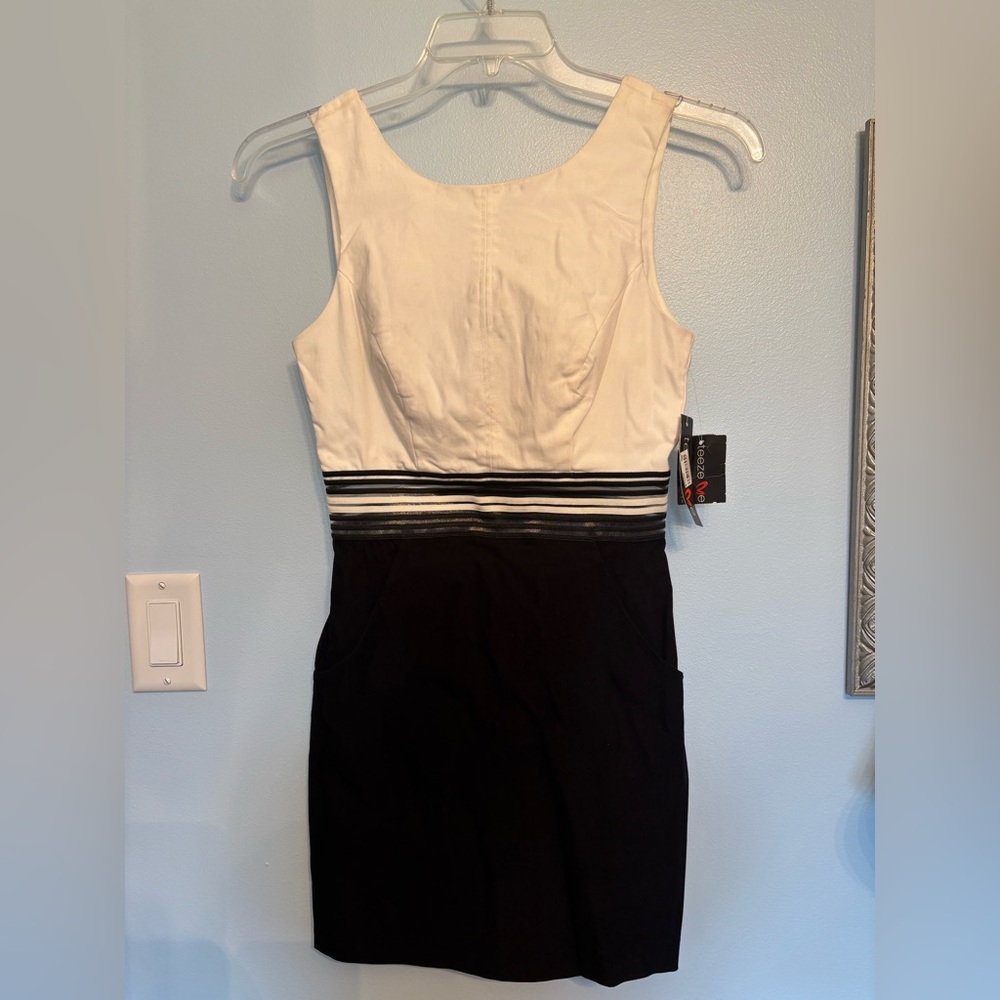 Teeze Me Elegant Black and Cream Mini Dress